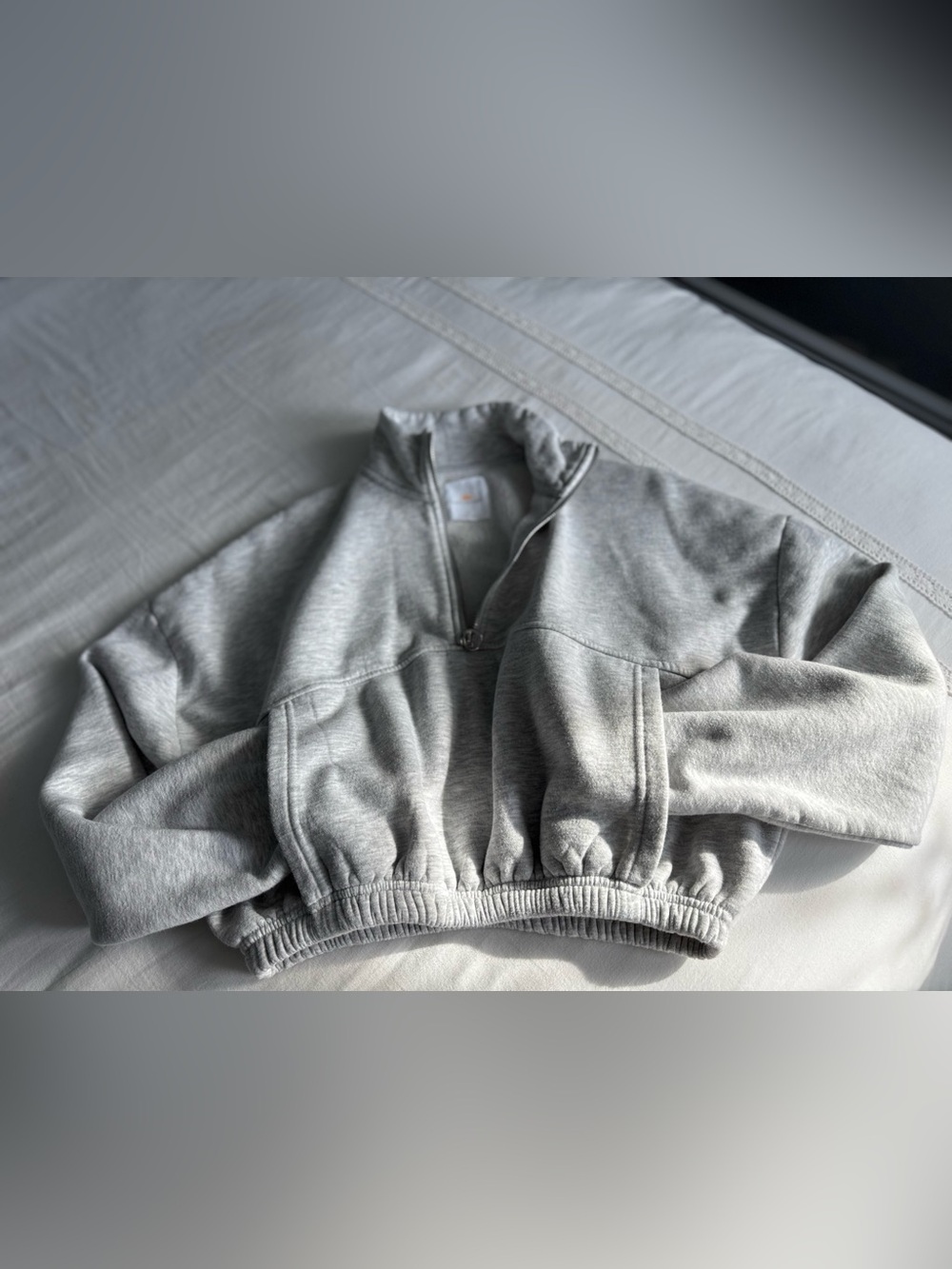 Lazy Sunday Light Gray half zip crop Sweatshirt